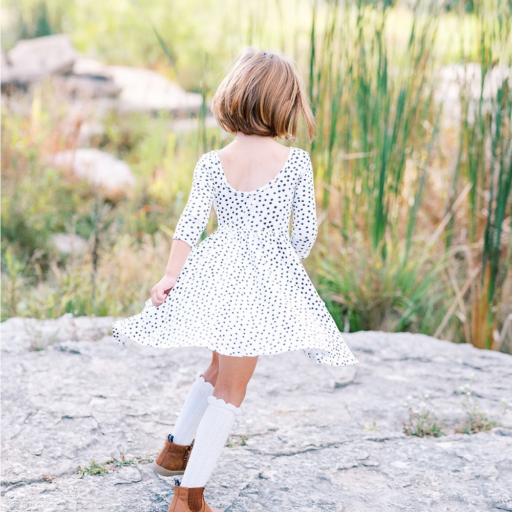 Alice + Ames White Polka Dot Dress for Kids
